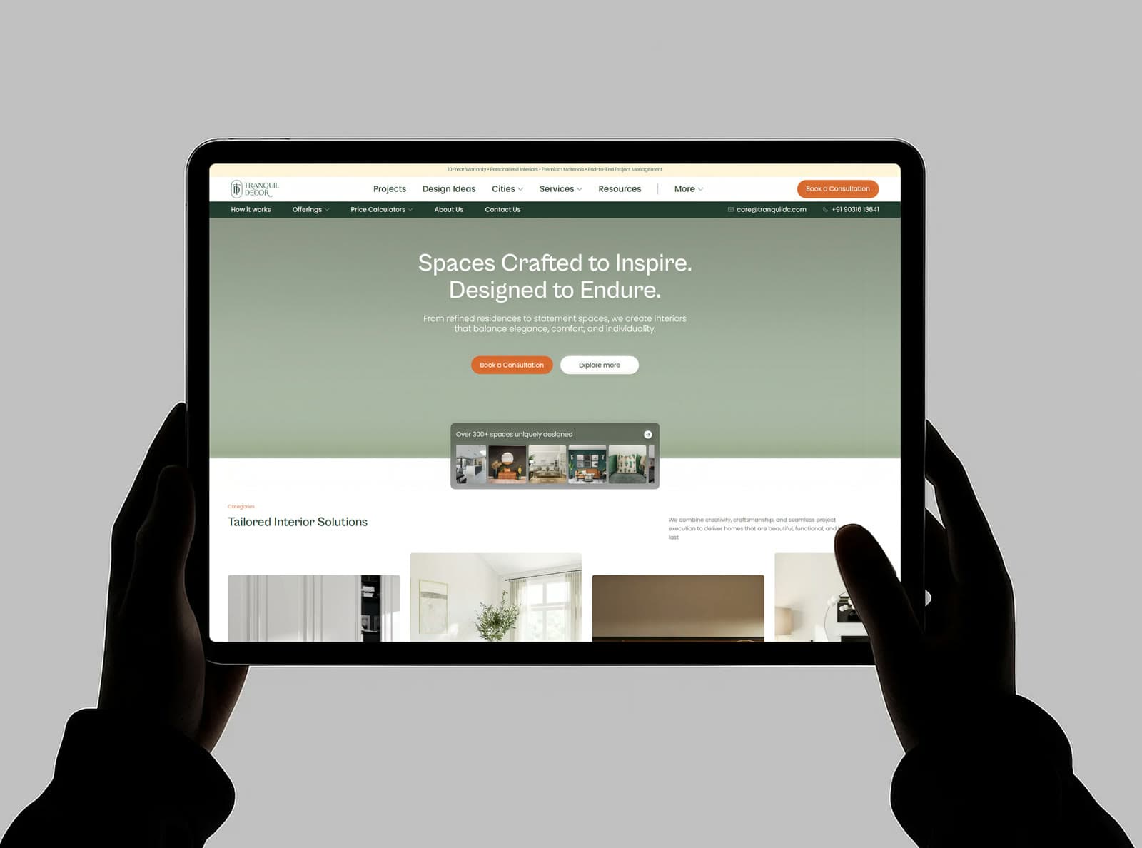 Tranquil Decor: website for a Mornington Peninsula interior design studio