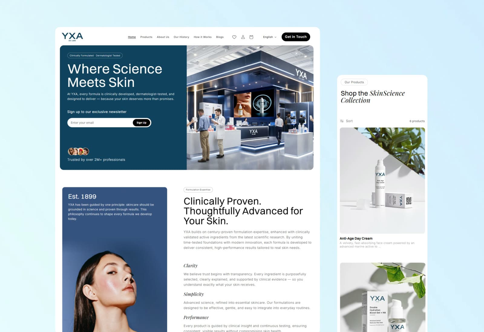 YXA: catalogue for a Melbourne clinical skincare brand