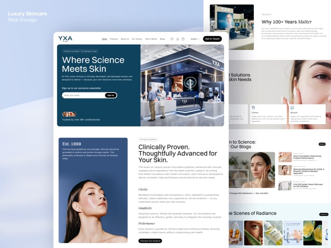 YXA skincare website